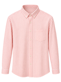 Men's Pink & White Striped Shirt | Full Sleeve Casual Shirt