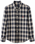 Dark Navy Blue & Cream Check Full Sleeve Shirt