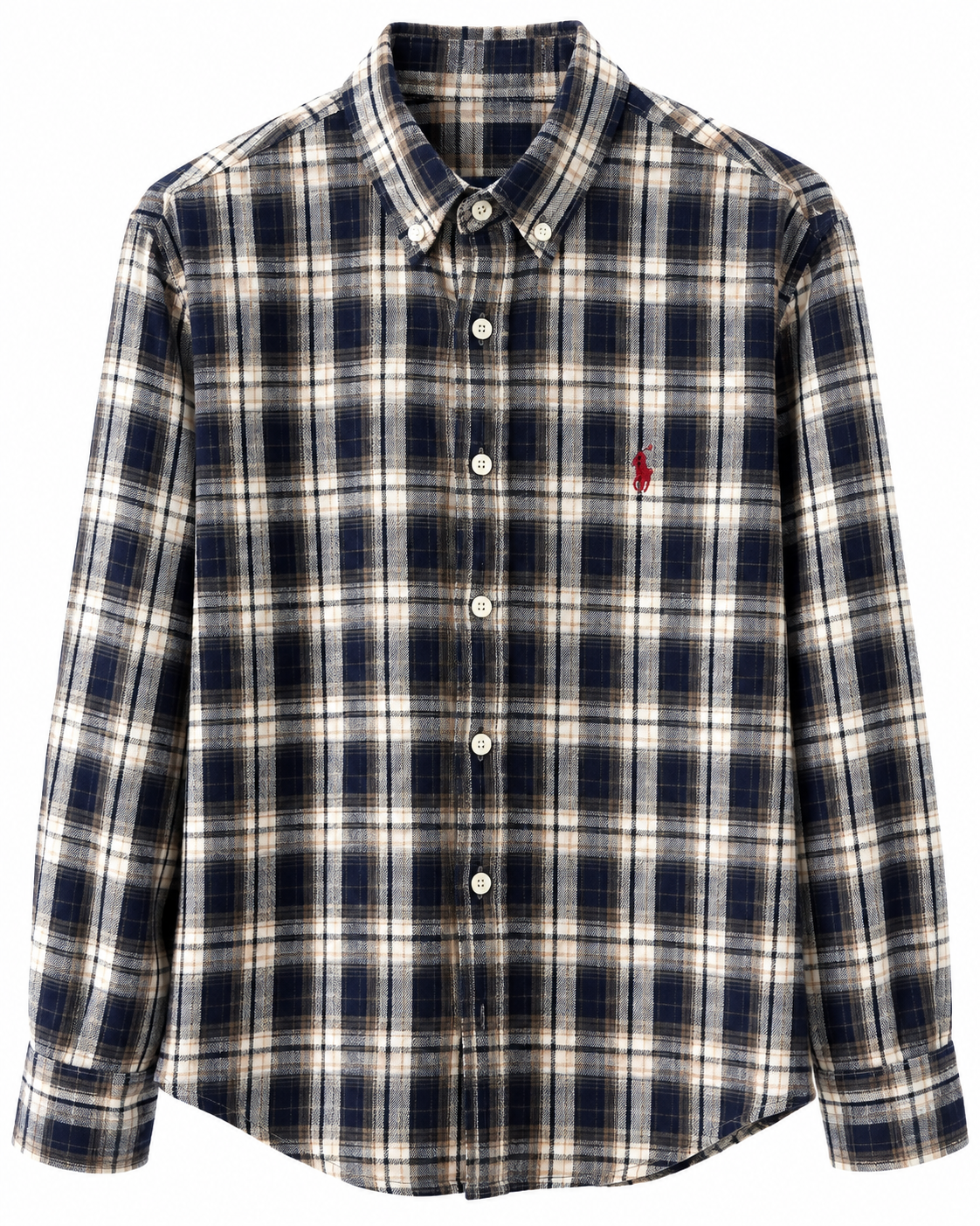Dark Navy Blue & Cream Check Full Sleeve Shirt