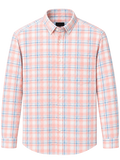 Peach & Blue Checkered Full Sleeve Casual Shirt