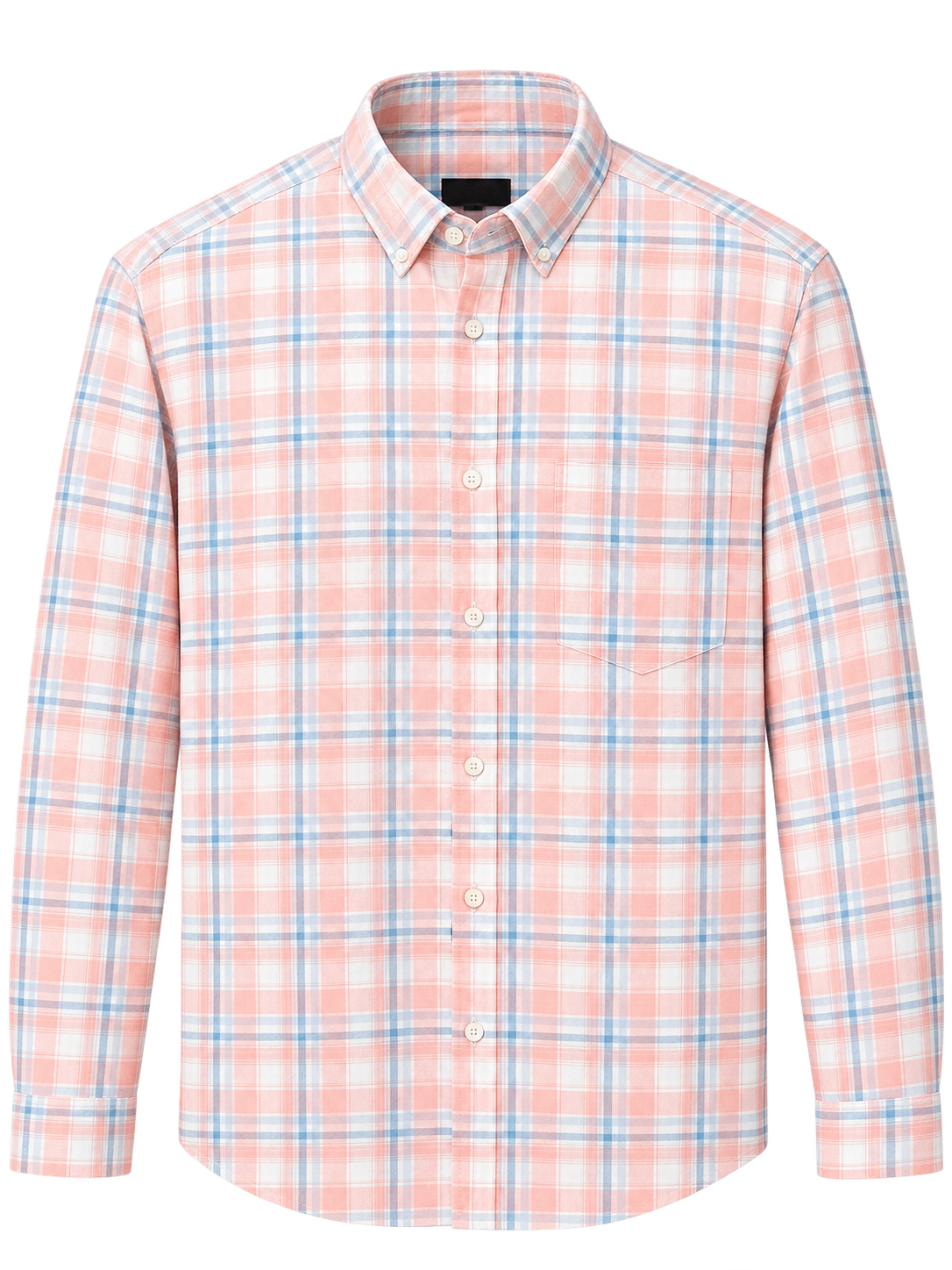 Peach & Blue Checkered Full Sleeve Casual Shirt