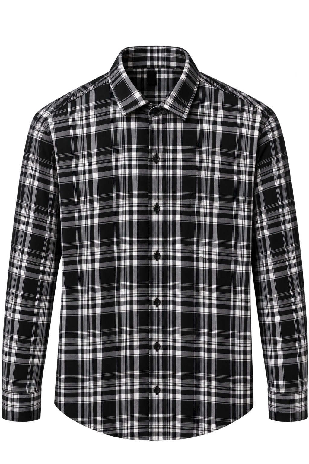 Men's Dark Black & White Check Shirt | Full Sleeve Casual Shirt