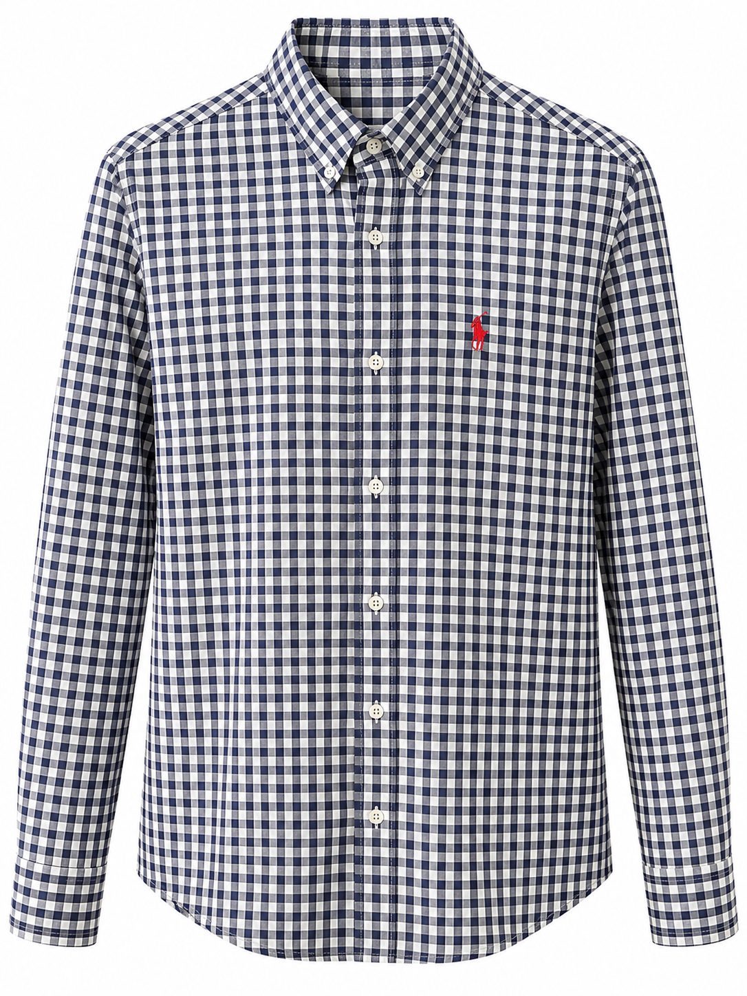 Navy Blue & White Gingham Check Full Sleeve Shirt