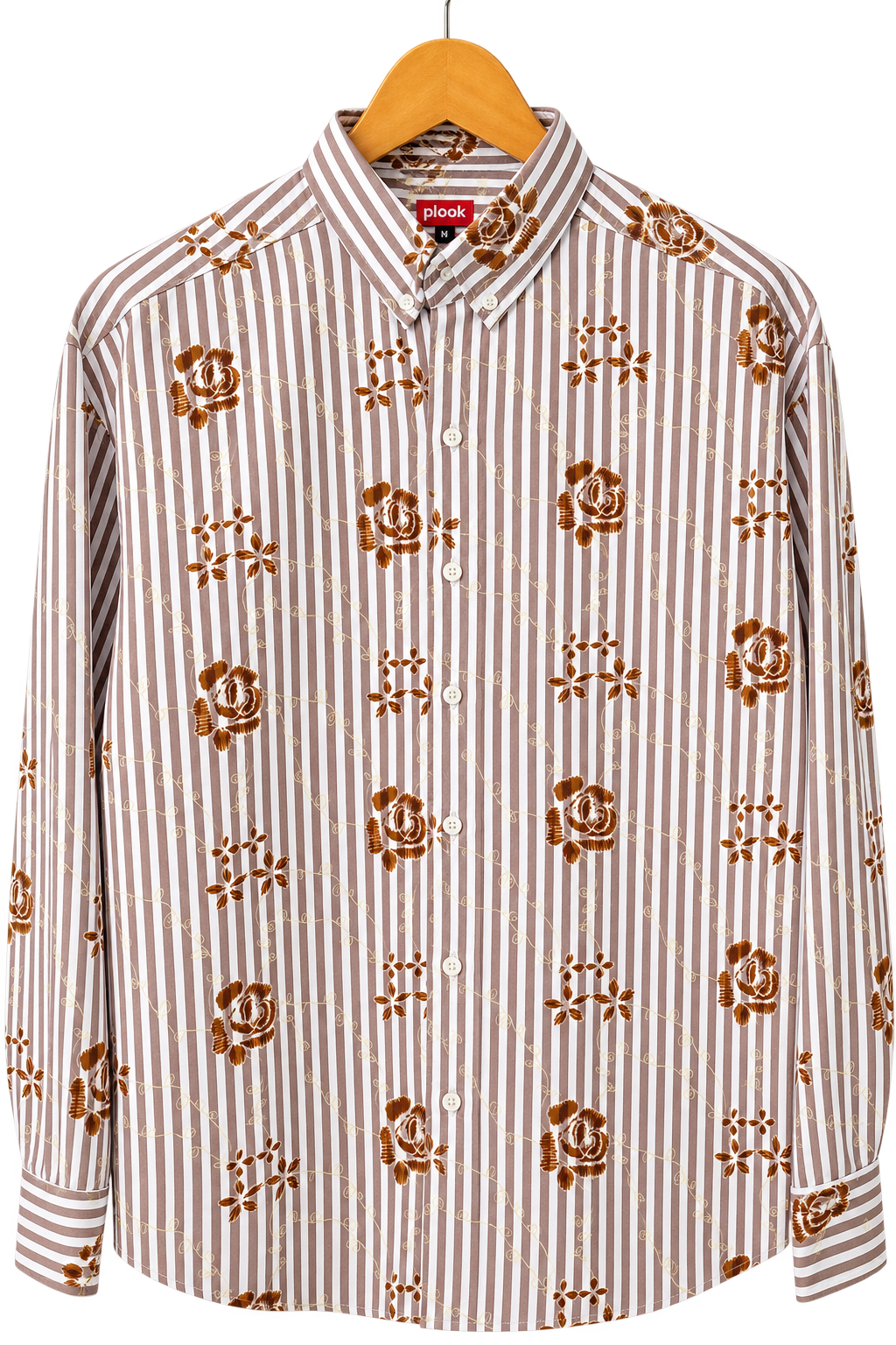 Brown Floral Striped Premium Casual Shirt