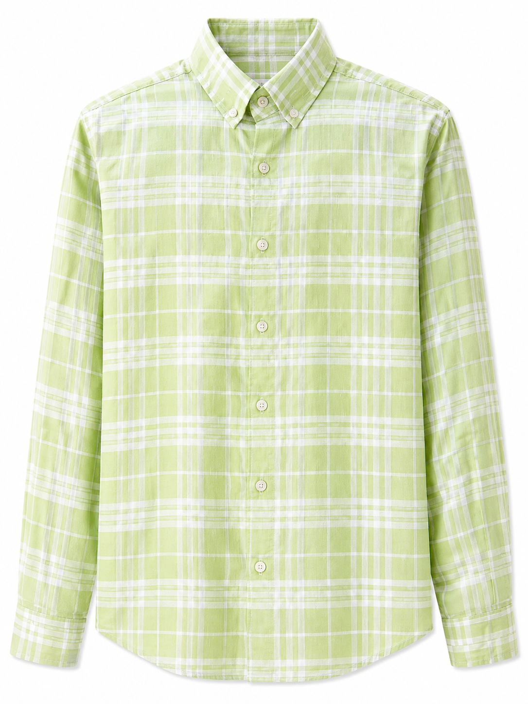 Light Green & White Checked Casual Shirt