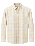 Men's Yellow & Grey Check Shirt | Full Sleeve Casual Shirt