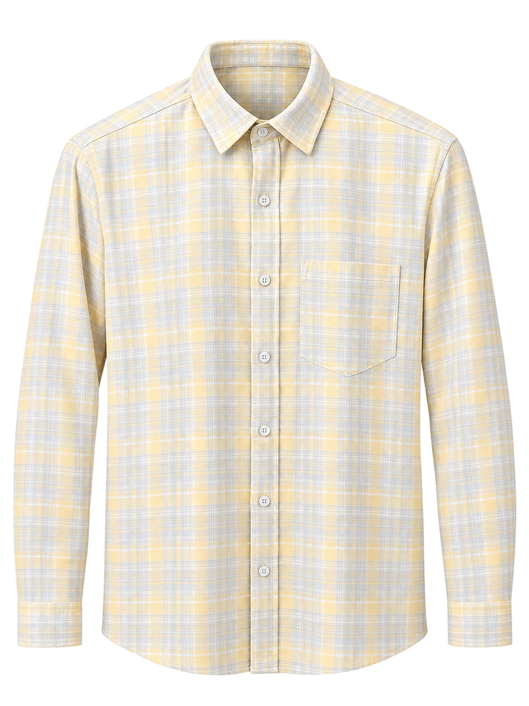 Men's Yellow & Grey Check Shirt | Full Sleeve Casual Shirt