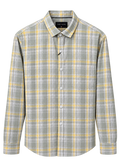 Men's Grey & Yellow Plaid Check Shirt | Full Sleeve Casual Shirt