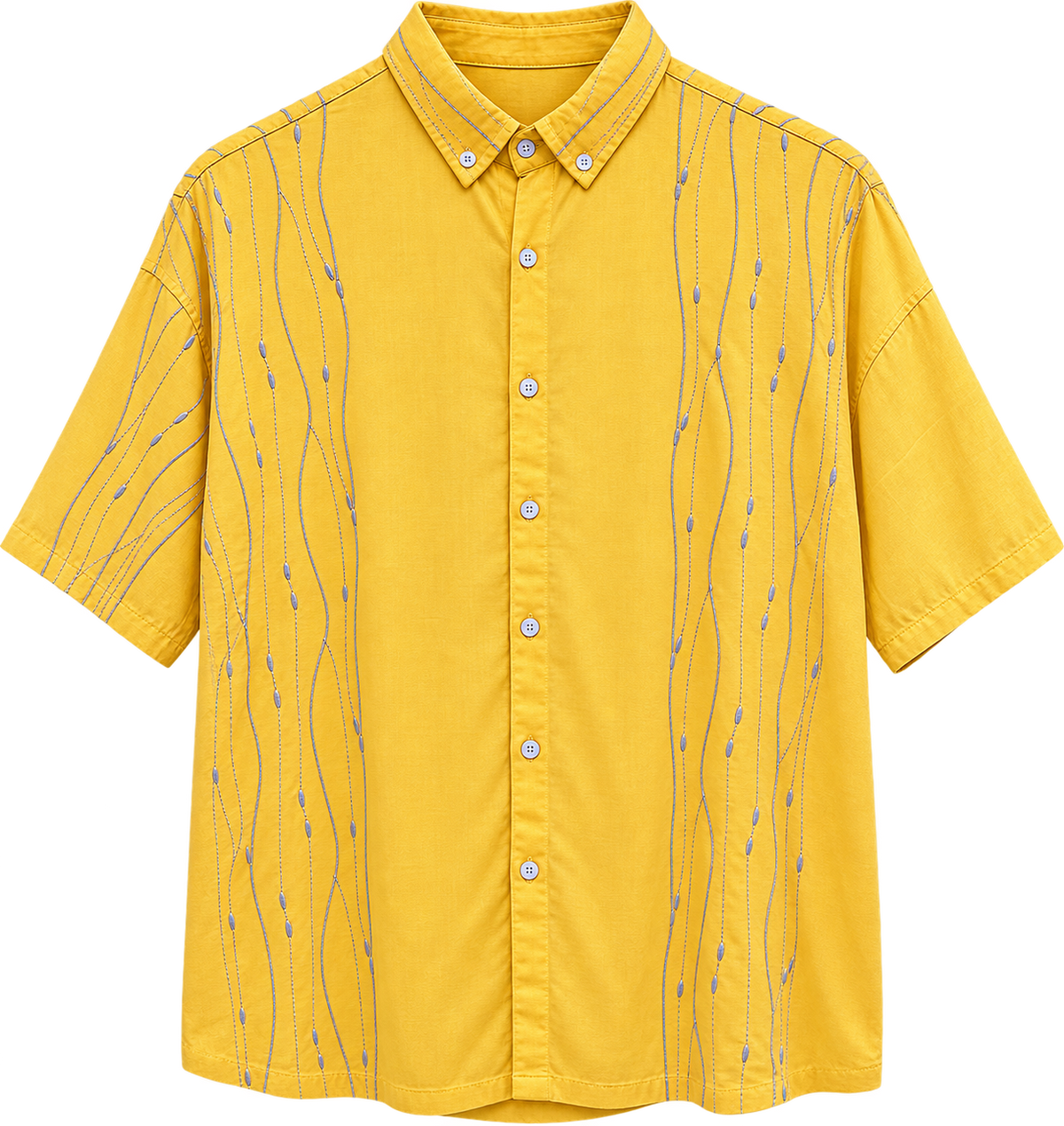 Mustard Yellow Printed Casual Shirt