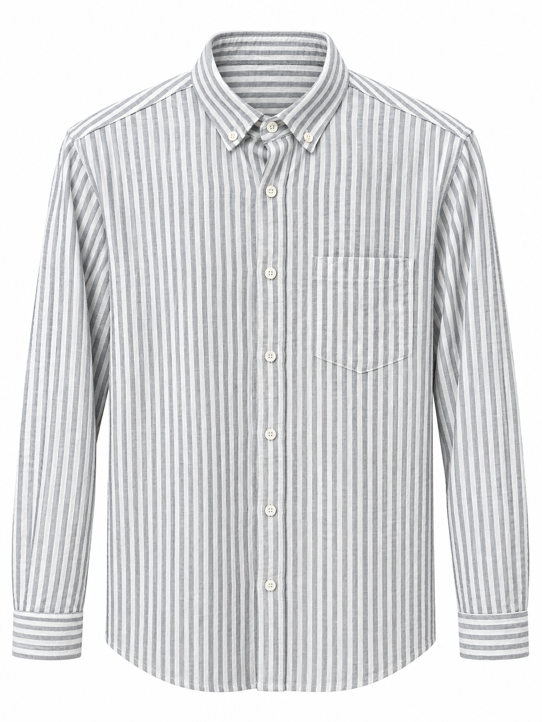 Men’s Grey & White Striped Full Sleeve Casual Shirt