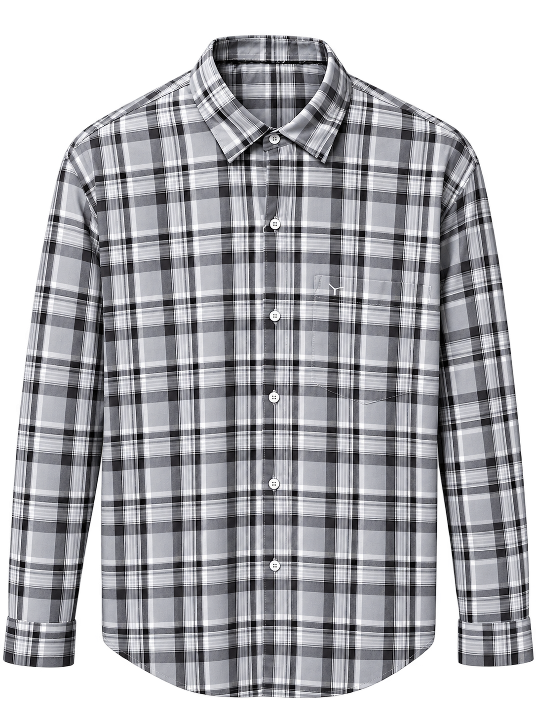 Men's Grey & Black Check Shirt | Full Sleeve Casual Shirt