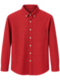 Men's Red & Black Striped Shirt | Full Sleeve Casual Shirt