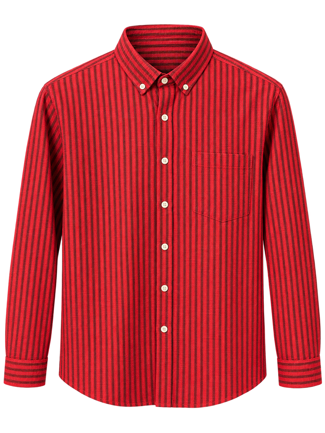 Men's Red & Black Striped Shirt | Full Sleeve Casual Shirt